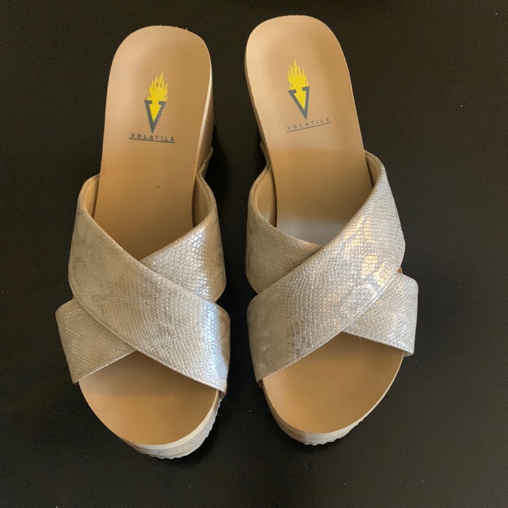 Volatile Gold snake skin Sandals. .